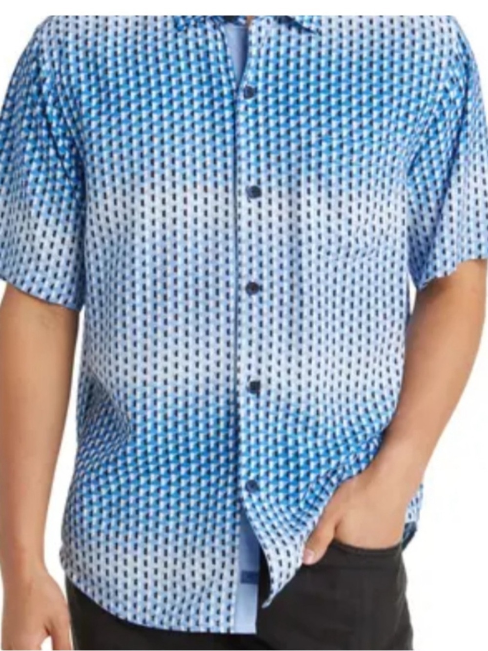 Tommy Bahama Veracruz Cay Ombré Geometric Short-Sleeve Shirt. Size Large.